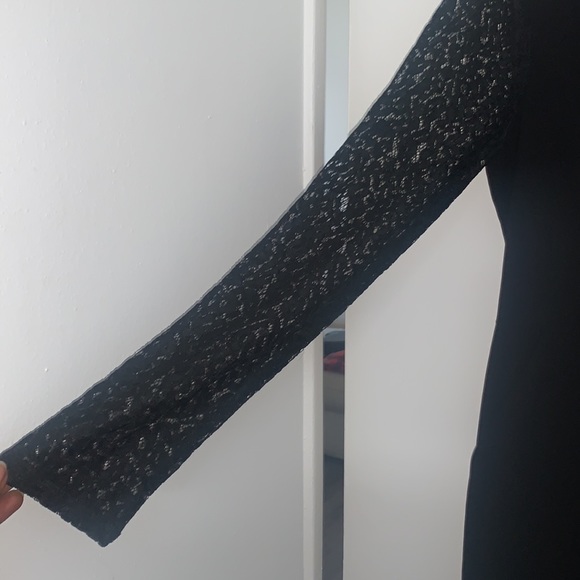 BCBG MAX AZRIA Black Pant Jumpsuit Romper Lace Arms Sz 8 $298 Retail - Picture 4 of 5